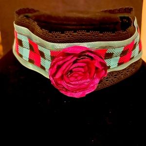 Plaid Ribbon Black Lace Rose Steampunk Choker